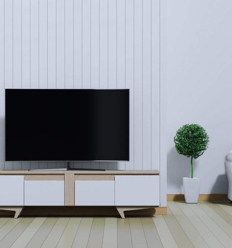 3D render of interior living  room with Smart TV